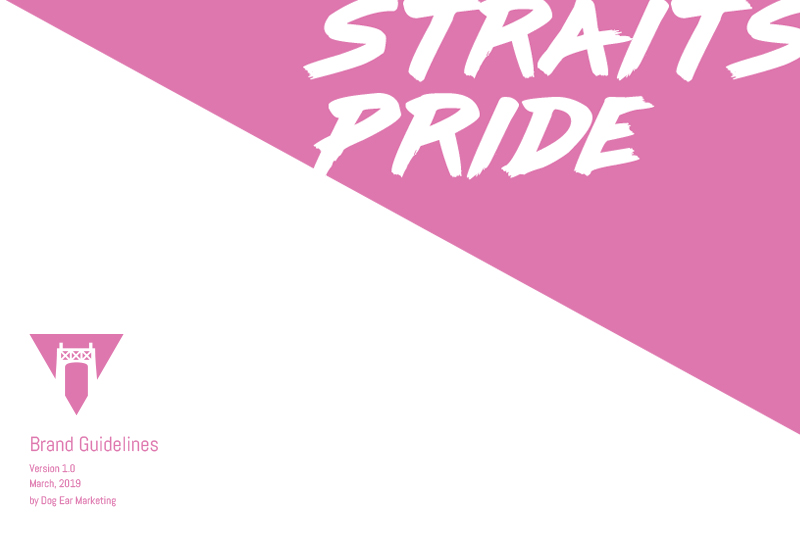 Brand guidelines for straits pride advocacy group that includes logo use, color palette and typography