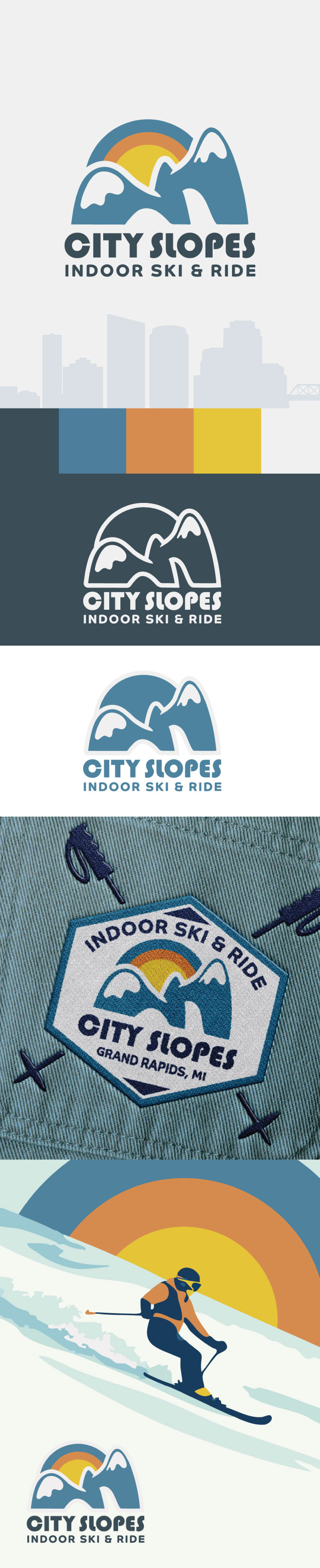 brand presentation for city slopes including logo, colors and brand images