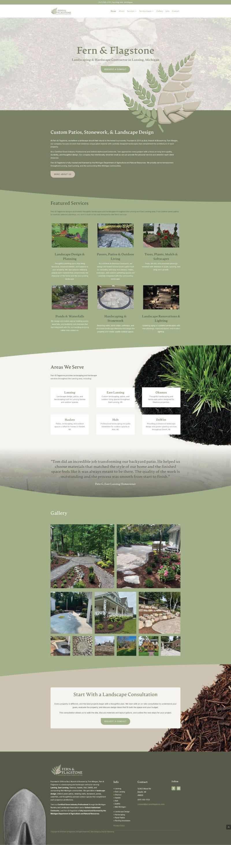 website design for landscaping company featuring the rebrand