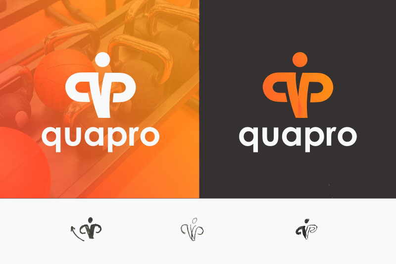 solid white and gradient version of quapro logo from the rebrand project