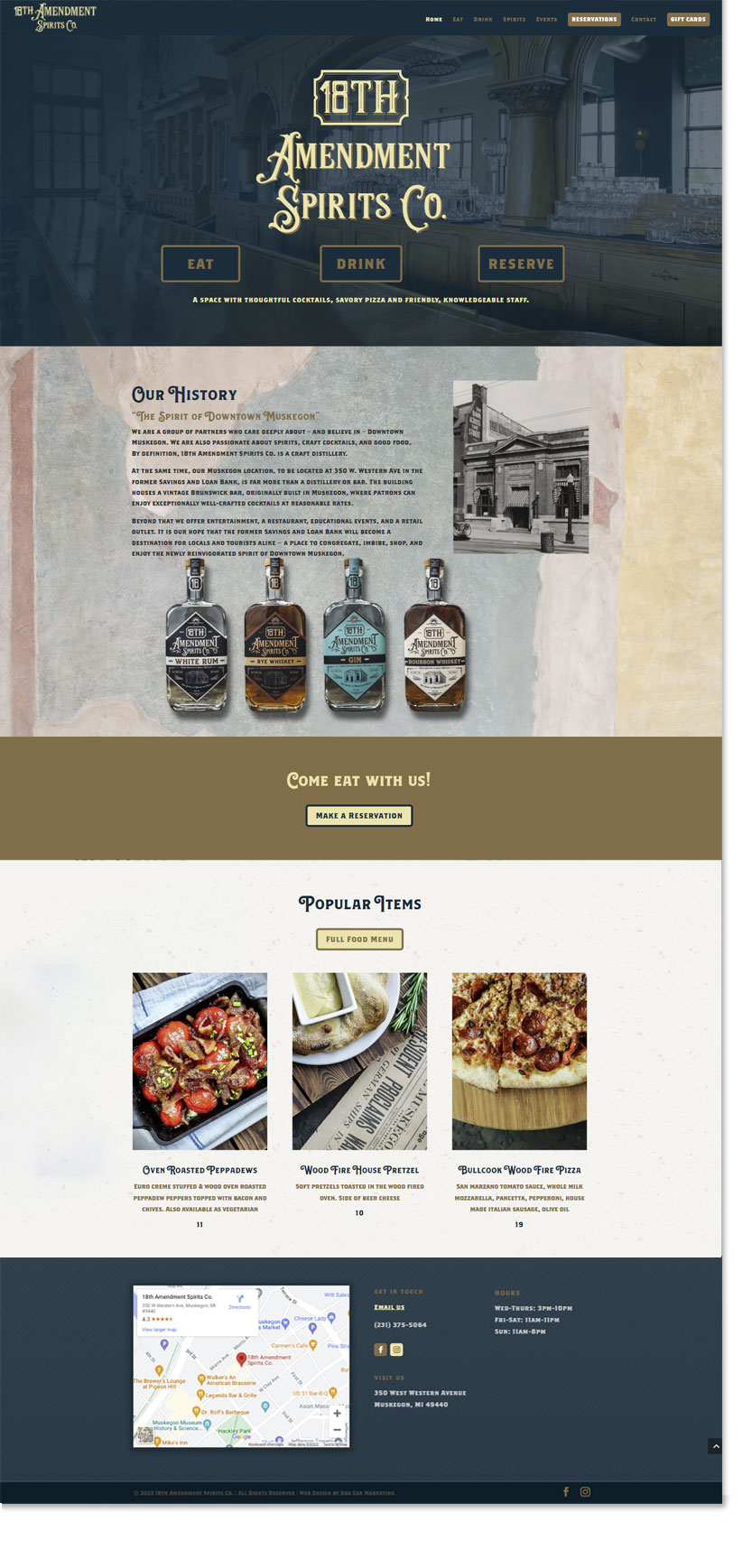 18th Amendment distillery wordpress website design