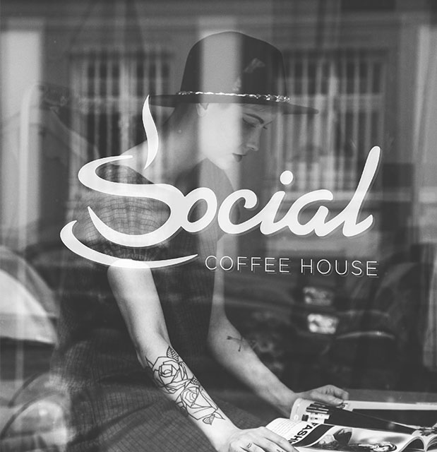 logo design and brand identity for social coffeehouse