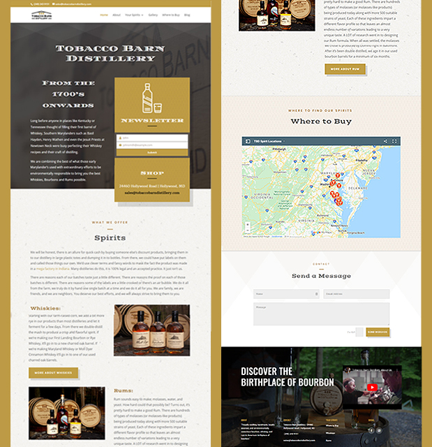 web design for tobacco barn distillery