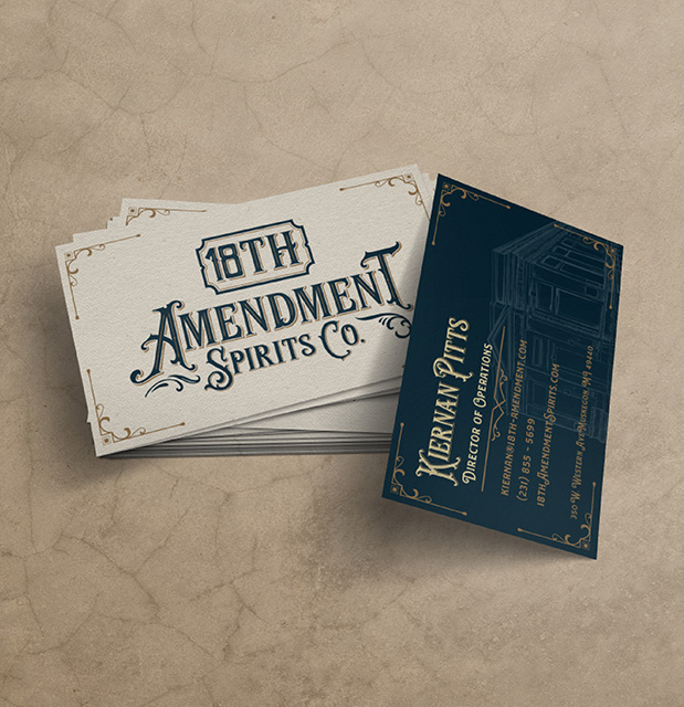 business card design for 18th Amendment Spirits Co