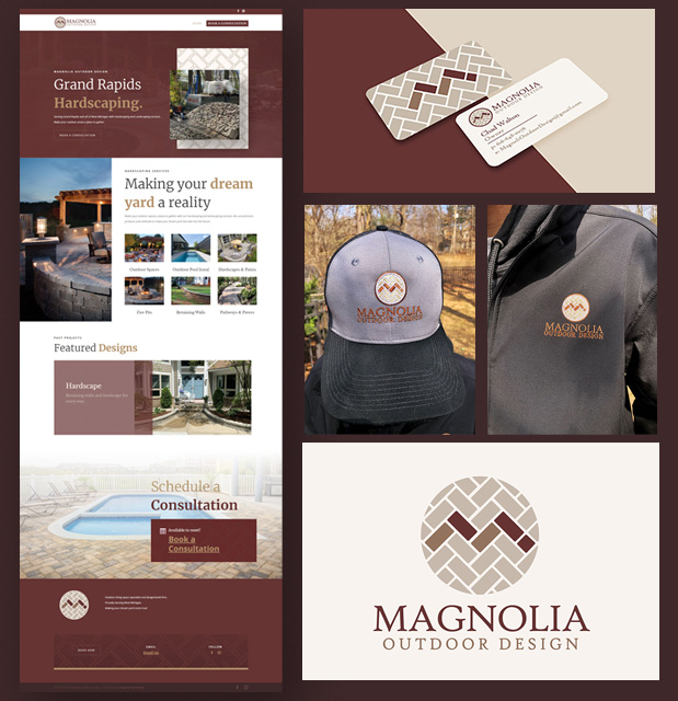 web design and brand materials for magnolia outdoor design