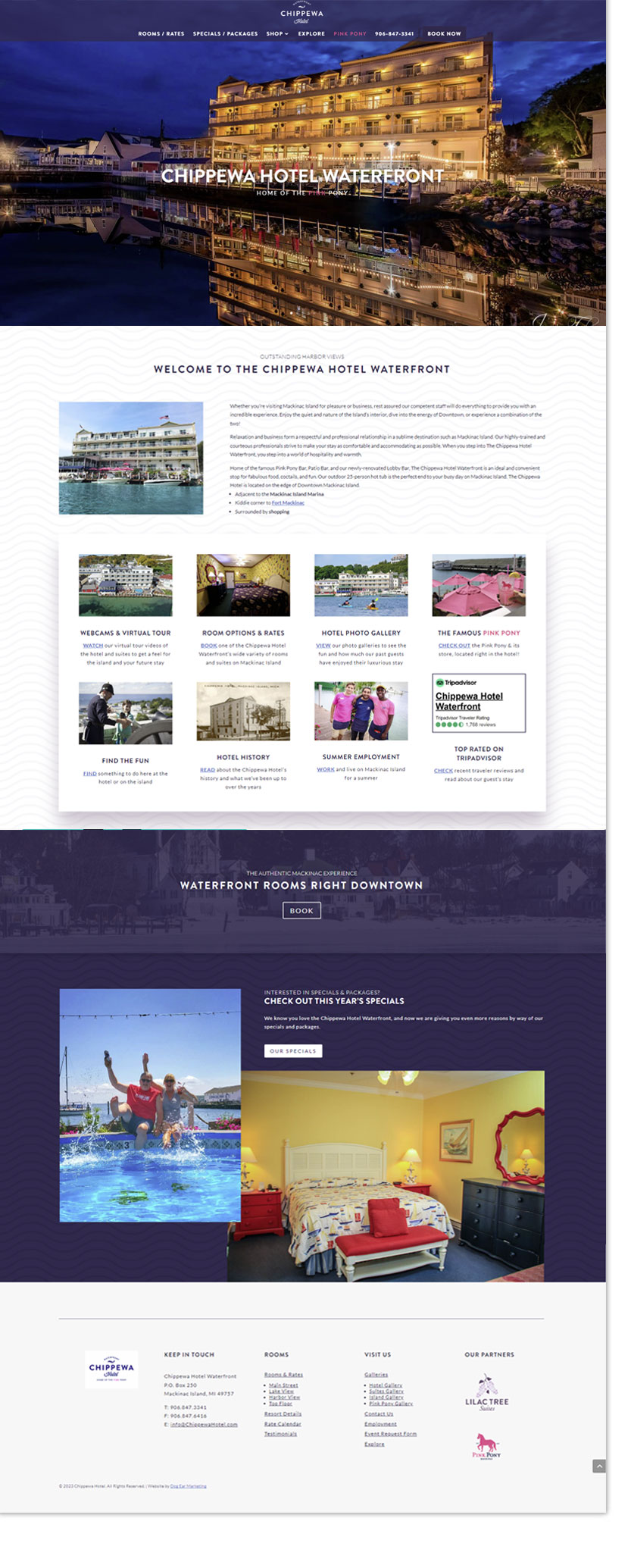 website design for chippewa hotel on Mackinac Island