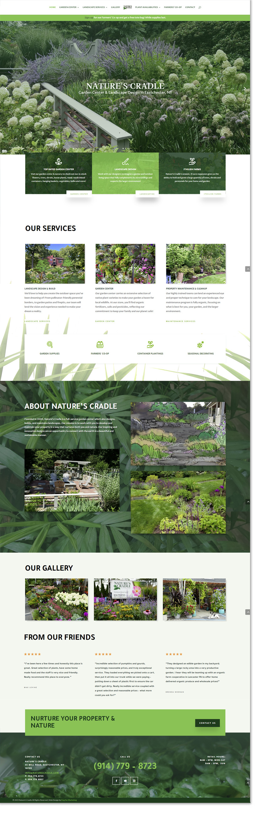 nature's cradle wordpress website design
