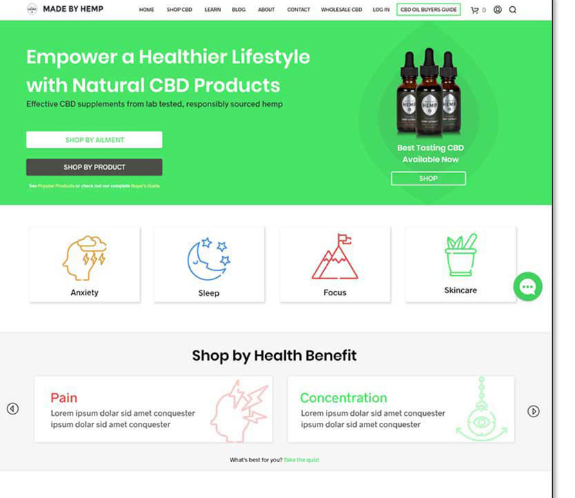 CBD and Cannabis Web Design Design Example